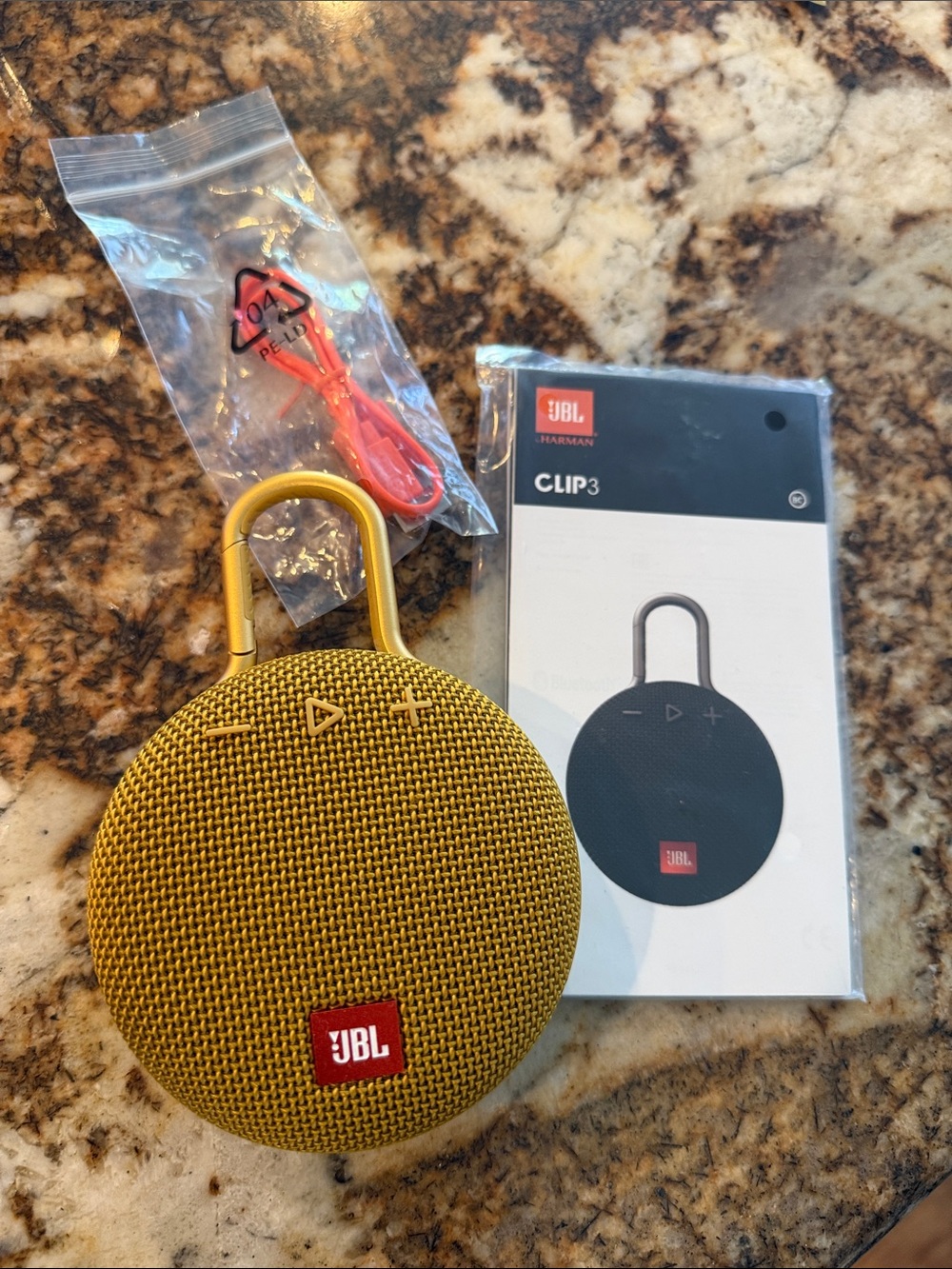JBL Clip 3 Portable Bluetooth Speaker - Yellow Gold